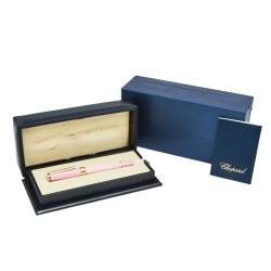 Pre Owned Chopard Racing Pink Resin Rose Gold Tone Rollerball Pen