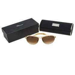 Chopard Crystal Embedded Gold Tone/Brown Gradient 996-S Aviator Sunglasses