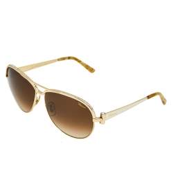 Chopard Crystal Embedded Gold Tone/Brown Gradient 996-S Aviator Sunglasses