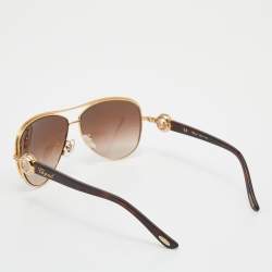 Chopard Havana Brown Brown Gradient SCH A60S Emblished Aviator Sunglasses
