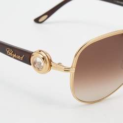 Chopard Havana Brown Brown Gradient SCH A60S Emblished Aviator Sunglasses