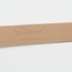 Pre Owned Chopard Beige Leather Logo Buckle Adjustable Belt 105 CM