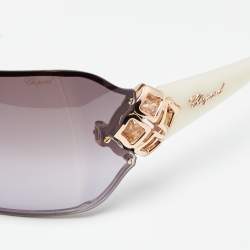 Pre Owned Chopard White SCH999S Crystal Embellished Gradient Shield Sunglasses