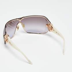 Pre Owned Chopard White SCH999S Crystal Embellished Gradient Shield Sunglasses