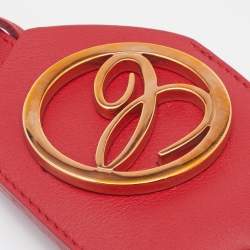 Chopard Red Leather Logo Charm Key Ring 