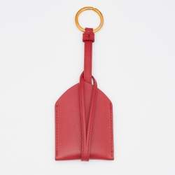 Chopard Red Leather Logo Charm Key Ring 
