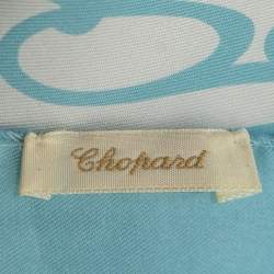 Chopard Vintage Light Blue/ White Logo Perfume Art Silk Square Scarf