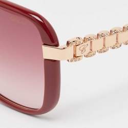 Chopard Red/Gold Gradient SCHA64S Crystals Square Sunglasses