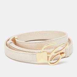 Chopard Beige Textured Leather Miss Happy Belt 115CM