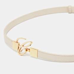 Chopard Beige Textured Leather Miss Happy Belt 115CM