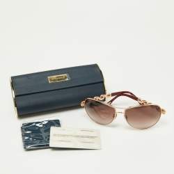 Chopard Gold Tone/Brown Gradient Crystal & Faux Pearl Studded 803S Aviator Sunglasses