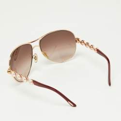 Chopard Gold Tone/Brown Gradient Crystal & Faux Pearl Studded 803S Aviator Sunglasses