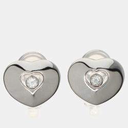 Chopard 18K White Gold and Diamond Happy Diamonds Stud Earrings