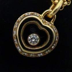 مملوكة مسبقًا Chopard 18K Yellow Gold and Diamond Happy Diamonds Heart Pendant Necklace
