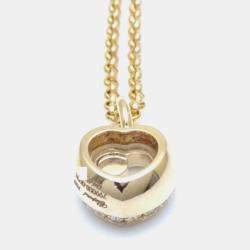 مملوكة مسبقًا Chopard 18K Yellow Gold and Diamond Happy Diamonds Heart Pendant Necklace