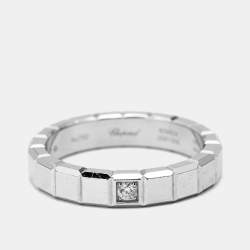 Chopard Ice Cube Diamond 18k White Gold Band Ring Size 56