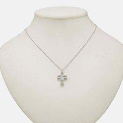 Chopard 18K White Gold and Diamond Happy Diamonds Cross Pendant Necklace