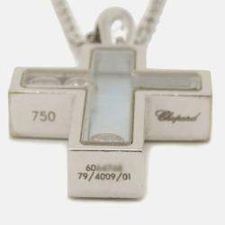 Chopard 18K White Gold and Diamond Happy Diamonds Cross Pendant Necklace