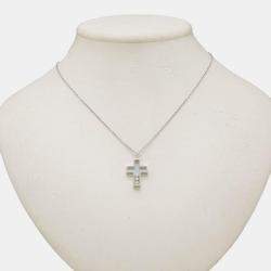 Chopard 18K White Gold and Diamond Happy Diamonds Cross Pendant Necklace
