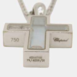 Chopard 18K White Gold and Diamond Happy Diamonds Cross Pendant Necklace