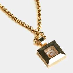 Chopard Happy Diamonds Icon 18k Yellow Gold Square Pendant Necklace