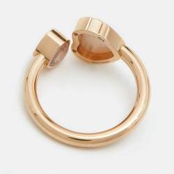 Chopard Happy Hearts Mother of Pearl Diamond 18k Rose Gold Ring Size 52