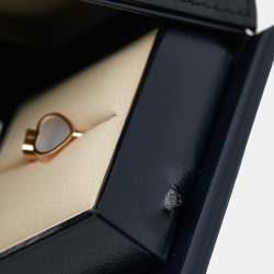 Chopard Happy Hearts Mother of Pearl Diamond 18k Rose Gold Ring Size 52