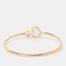 Chopard Happy Hearts Diamond Mother of Pearl 18K Gold Open Cuff Bracelet S