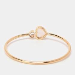Chopard Happy Hearts Diamond Mother of Pearl 18K Gold Open Cuff Bracelet S