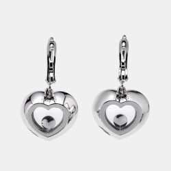 Chopard Happy Hearts Diamond 18K White Gold Drop Earrings