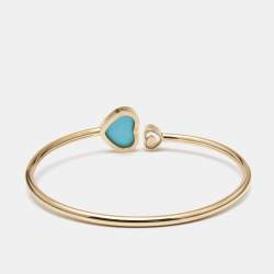 Pre Owned Chopard Happy Hearts Turquoise Diamond 18k Rose Gold Bracelet