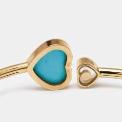 Pre Owned Chopard Happy Hearts Turquoise Diamond 18k Rose Gold Bracelet