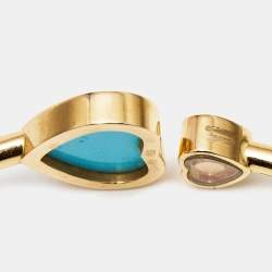 Pre Owned Chopard Happy Hearts Turquoise Diamond 18k Rose Gold Bracelet