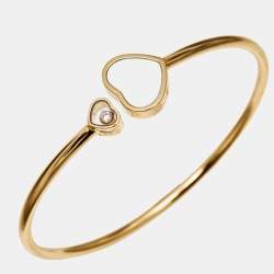 Pre Owned Chopard Happy Hearts Turquoise Diamond 18k Rose Gold Bracelet