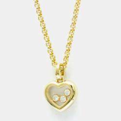 Chopard 18K Yellow Gold and Diamond Happy Diamonds Pendant Necklace