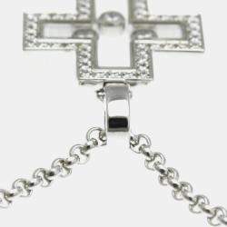 Chopard 18K White Gold and Diamond Happy Diamonds Cross Pendant Necklace