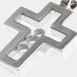 Chopard 18K White Gold and Diamond Happy Diamonds Cross Pendant Necklace