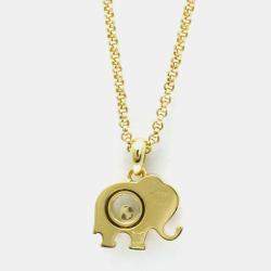Chopard 18K Yellow Gold Diamond, Sapphire Happy Diamonds Elephant Pendant Necklace