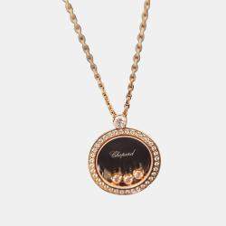 Chopard 18K Rose Gold Three-Diamond Happy Diamonds Pendant Necklace