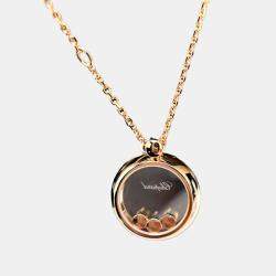 Chopard 18K Rose Gold Three-Diamond Happy Diamonds Pendant Necklace