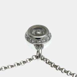Chopard 18K White Gold Diamond Miss Happy Necklace 