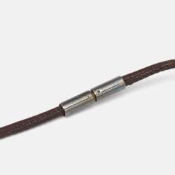 Pre Owned Chopard Happy Sun Diamond 18k Rose Gold Leather Necklace