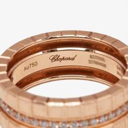 Chopard Ice Cube Diamonds 18k Rose Gold Ring Size 50