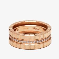Chopard Ice Cube Diamonds 18k Rose Gold Ring Size 50