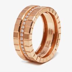 Chopard Ice Cube Diamonds 18k Rose Gold Ring Size 50