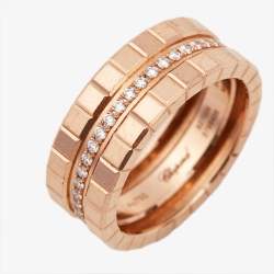 Chopard Ice Cube Diamonds 18k Rose Gold Ring Size 50