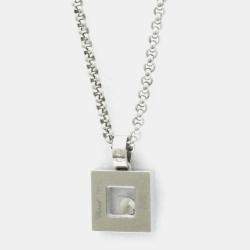 مملوكة مسبقًا قلادة شوبارد ذهب أبيض عيار 18 ألماس هابي مربعة