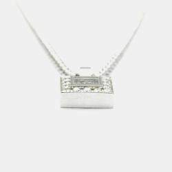 مملوكة مسبقًا قلادة شوبارد ذهب أبيض عيار 18 ألماس هابي مربعة