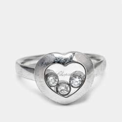 Chopard Happy Hearts Diamonds 18k White Gold Ring Size 53