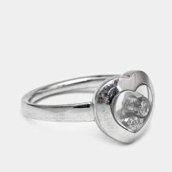Chopard Happy Hearts Diamonds 18k White Gold Ring Size 53
